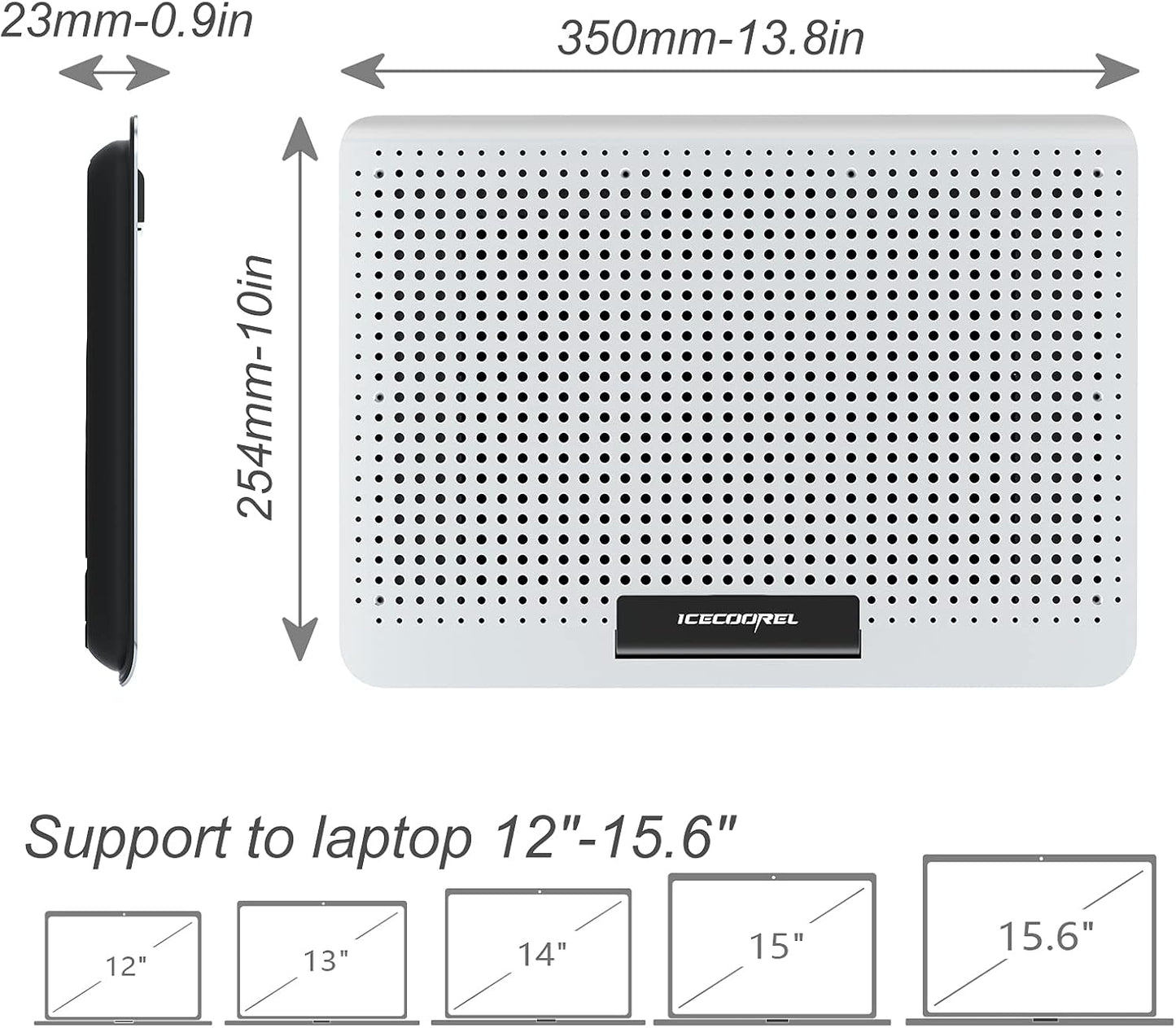 Aluminum Laptop Cooling Pad 2023 Upgrade, Laptop Cooler Stand with 7 Height Adjustable, Laptop Fan Cooling Pad for Laptop 12-15.6 Inch, Notebook Cooler Pad with Two USB Port (Silver)